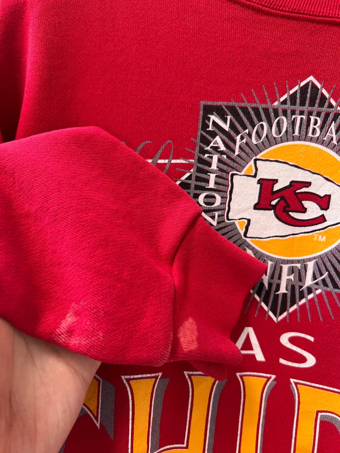 [L]90's USA Made 캔자스 시티 CHIEFS 레드 스웻셔츠 상품이미지3
