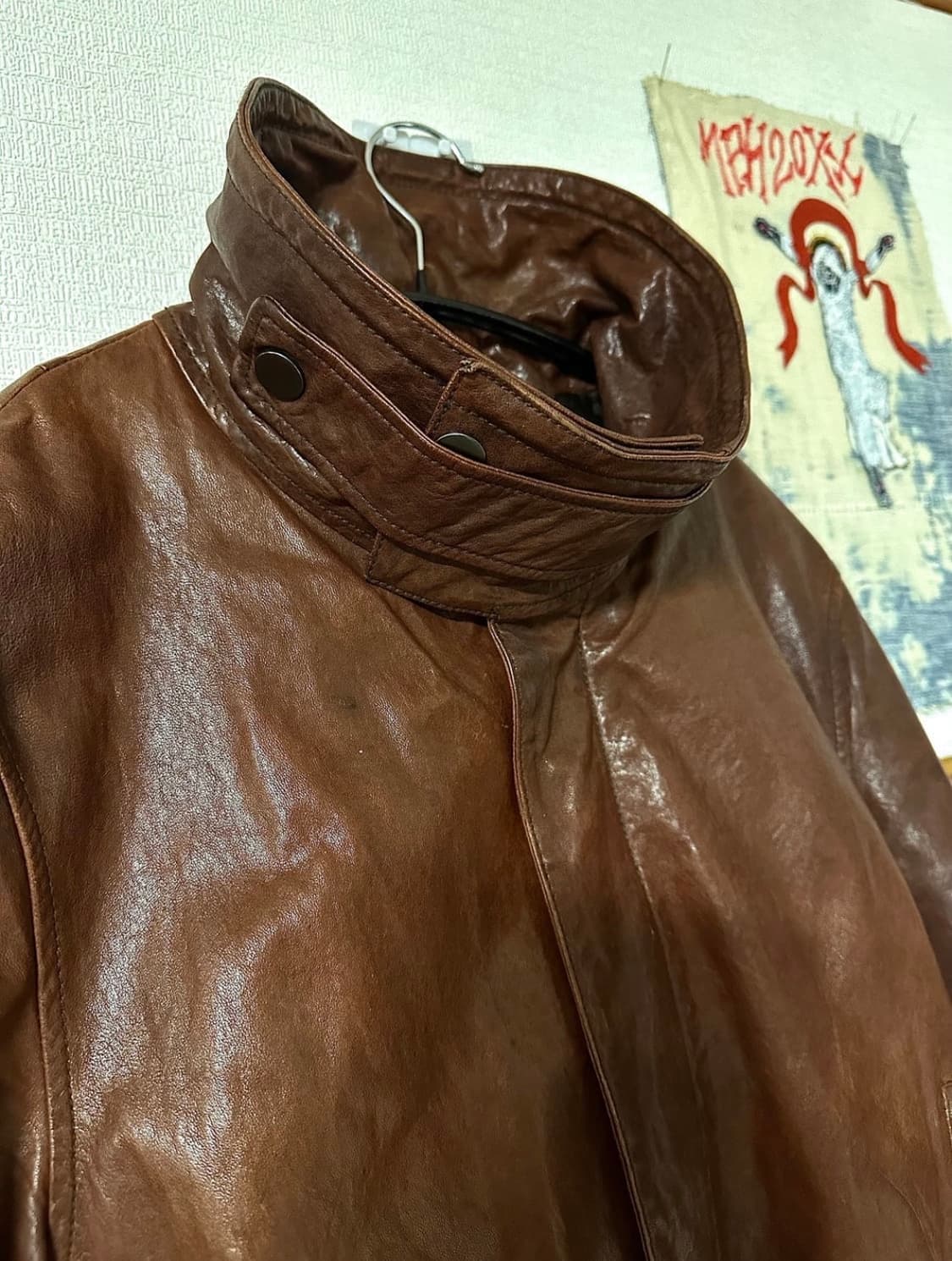 하이넥 쉽스킨 레더자켓 상품이미지3