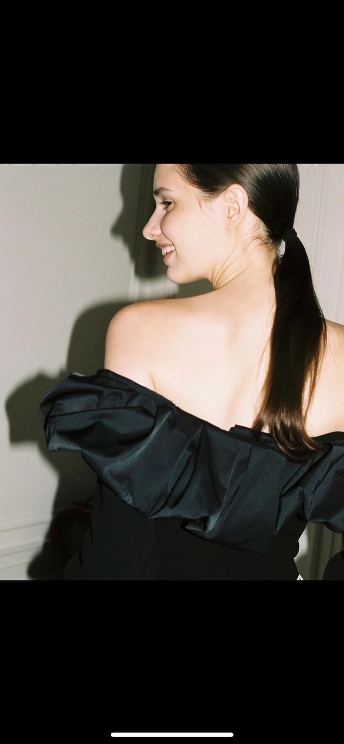 더티스 organza draped offshoulder top black 상품이미지3