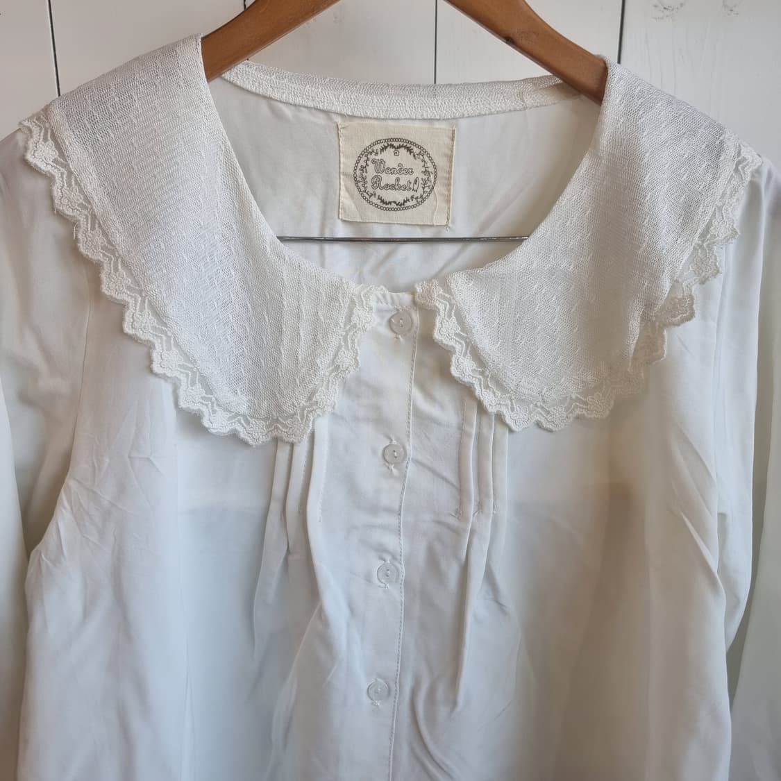 빈티지 레이스 칼라 블라우스 화이트 상품이미지4