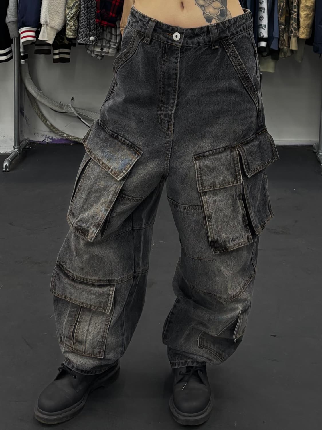 그런지 멀티포켓 데님 카고팬츠 상품이미지2