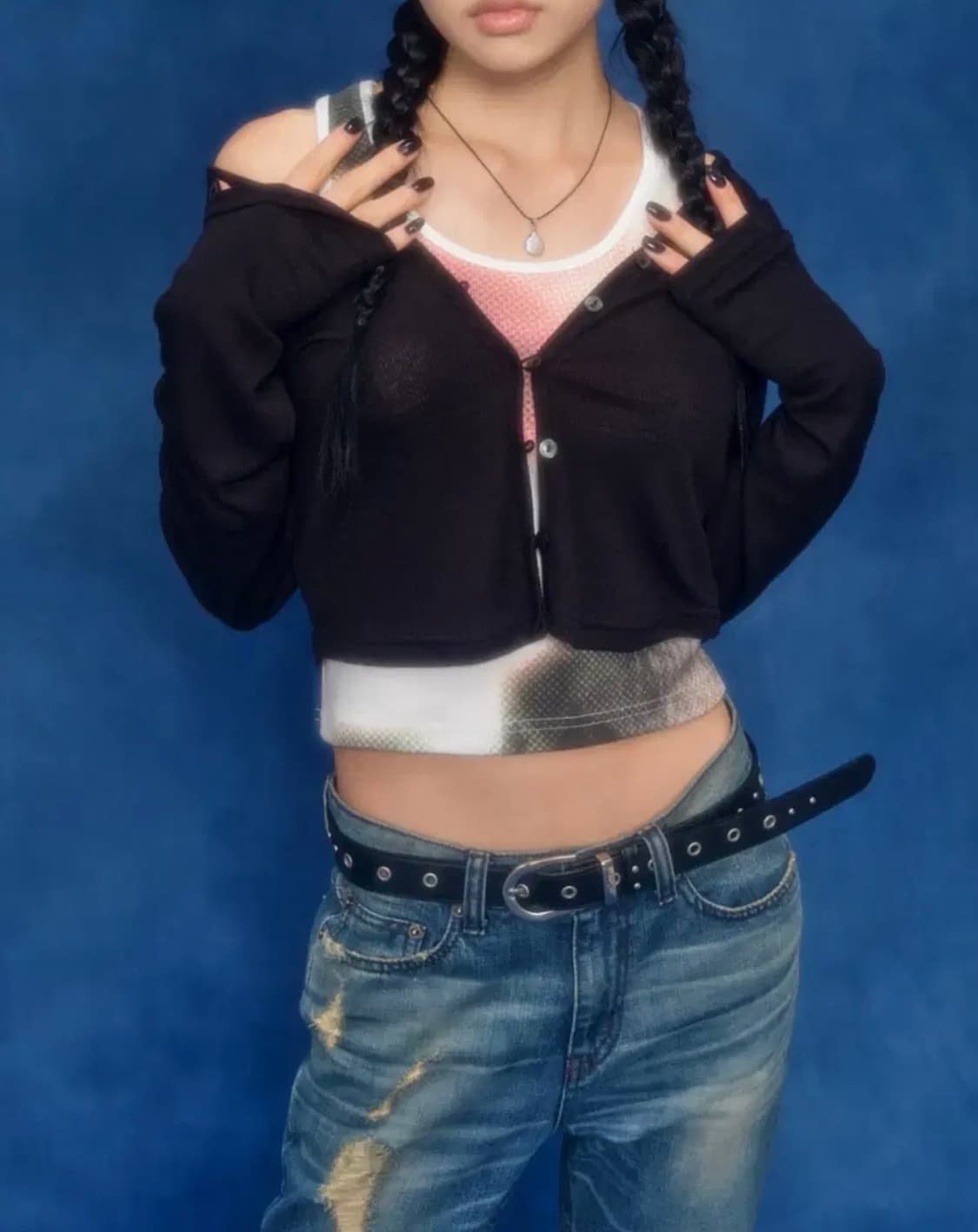 애즈온 벨트 twins eyelet belt 블랙 상품이미지3