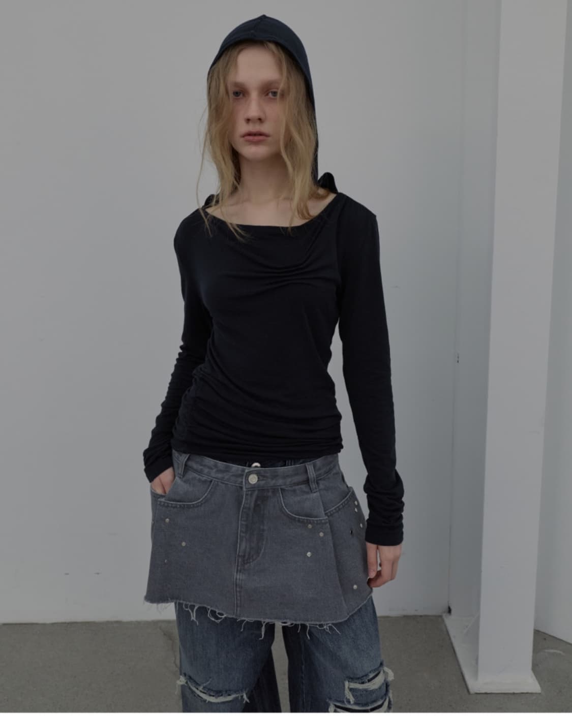 DART-DETAIL HOODIE (DARK GREY) 상품이미지1