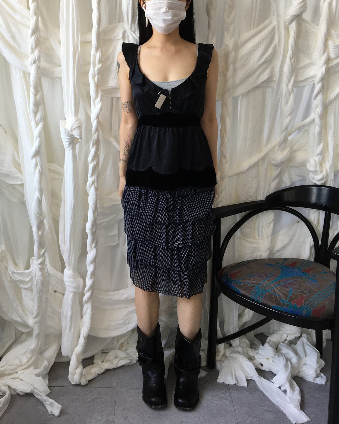 Velvet line button point frill glossy sl 상품이미지2