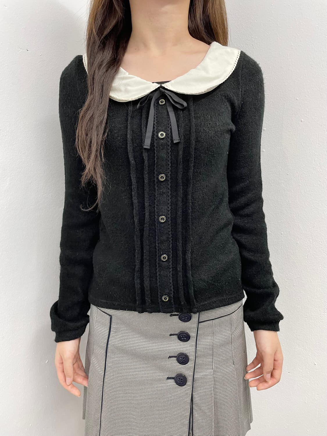 블랙 히메 카라 버튼 탑 상품이미지2