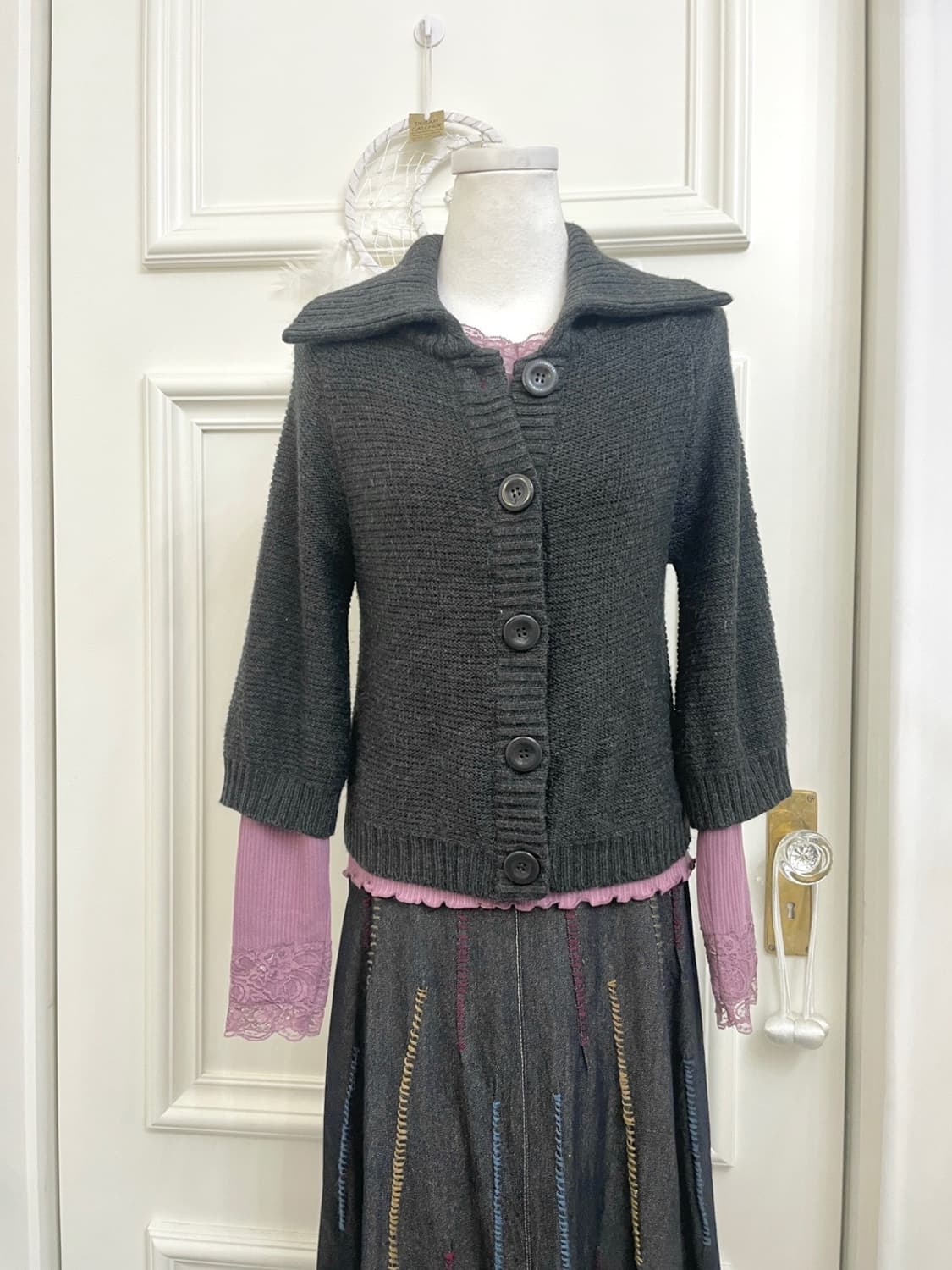 charcoal collar mori mini cardigan 상품이미지1