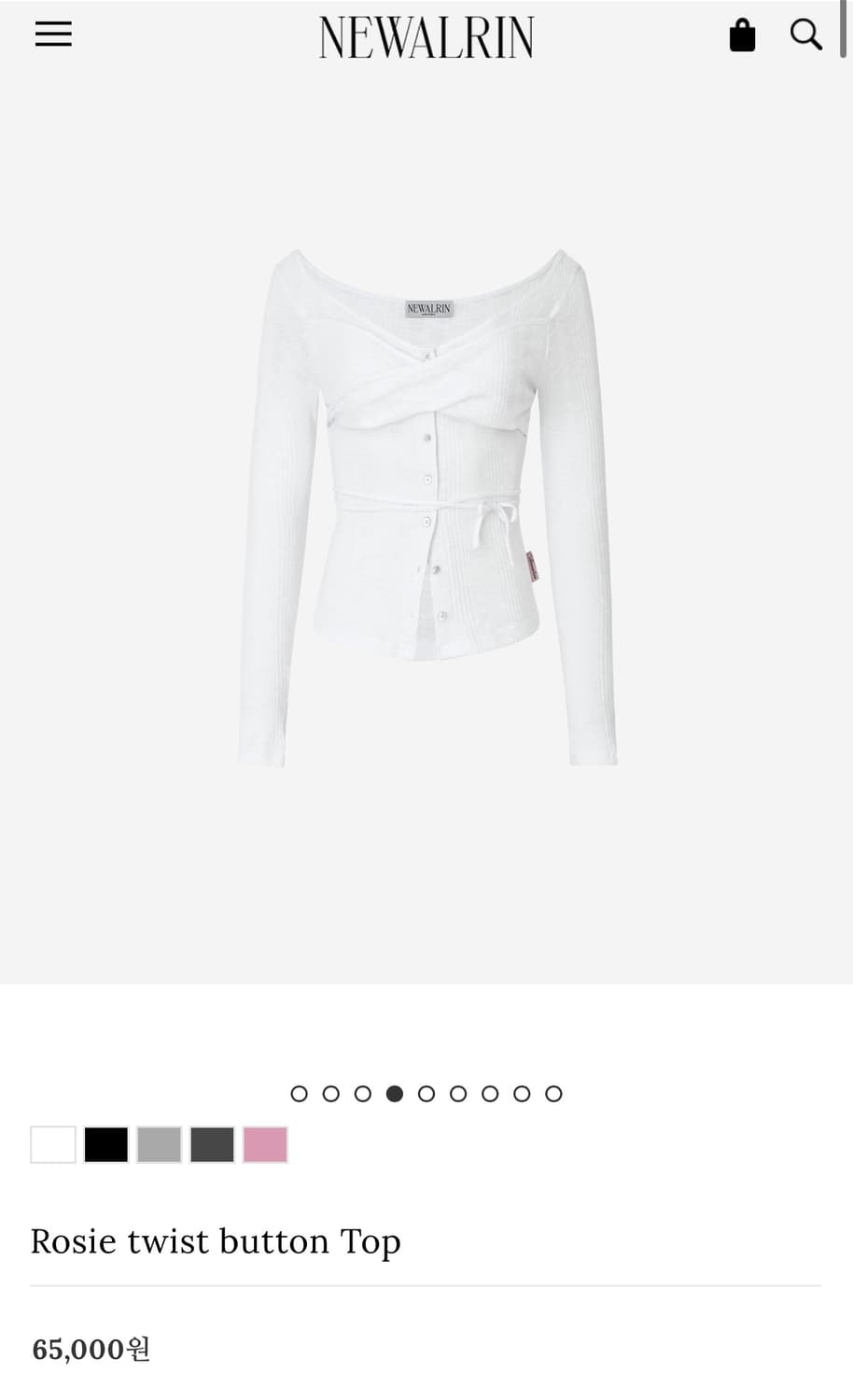 뉴얼린 로지 트위스트 버튼탑 화이트 상품이미지1