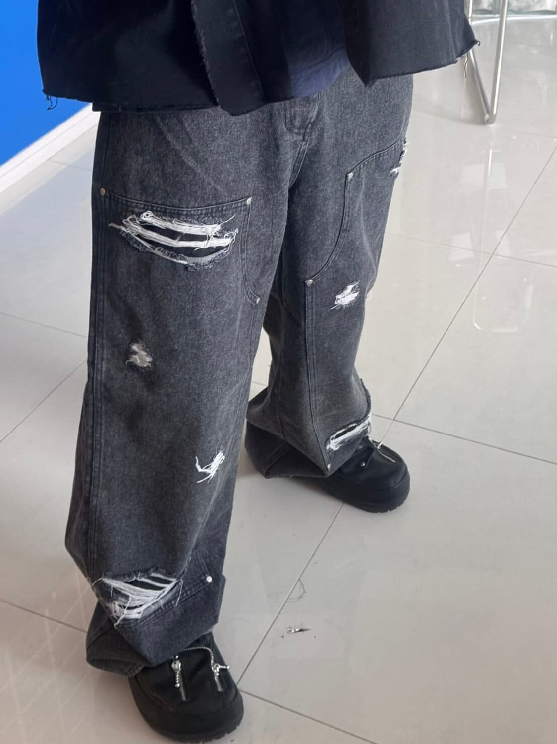 Double Knee Denim Wide Pants 상품이미지2