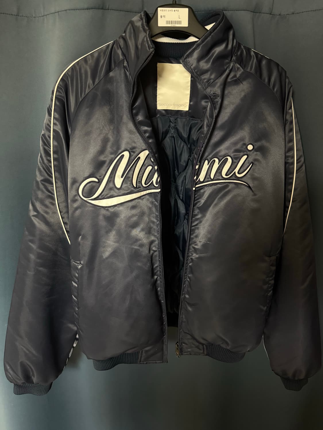  2-WAY 마이애미 베이스볼 트윌 점퍼 네이비 상품이미지1