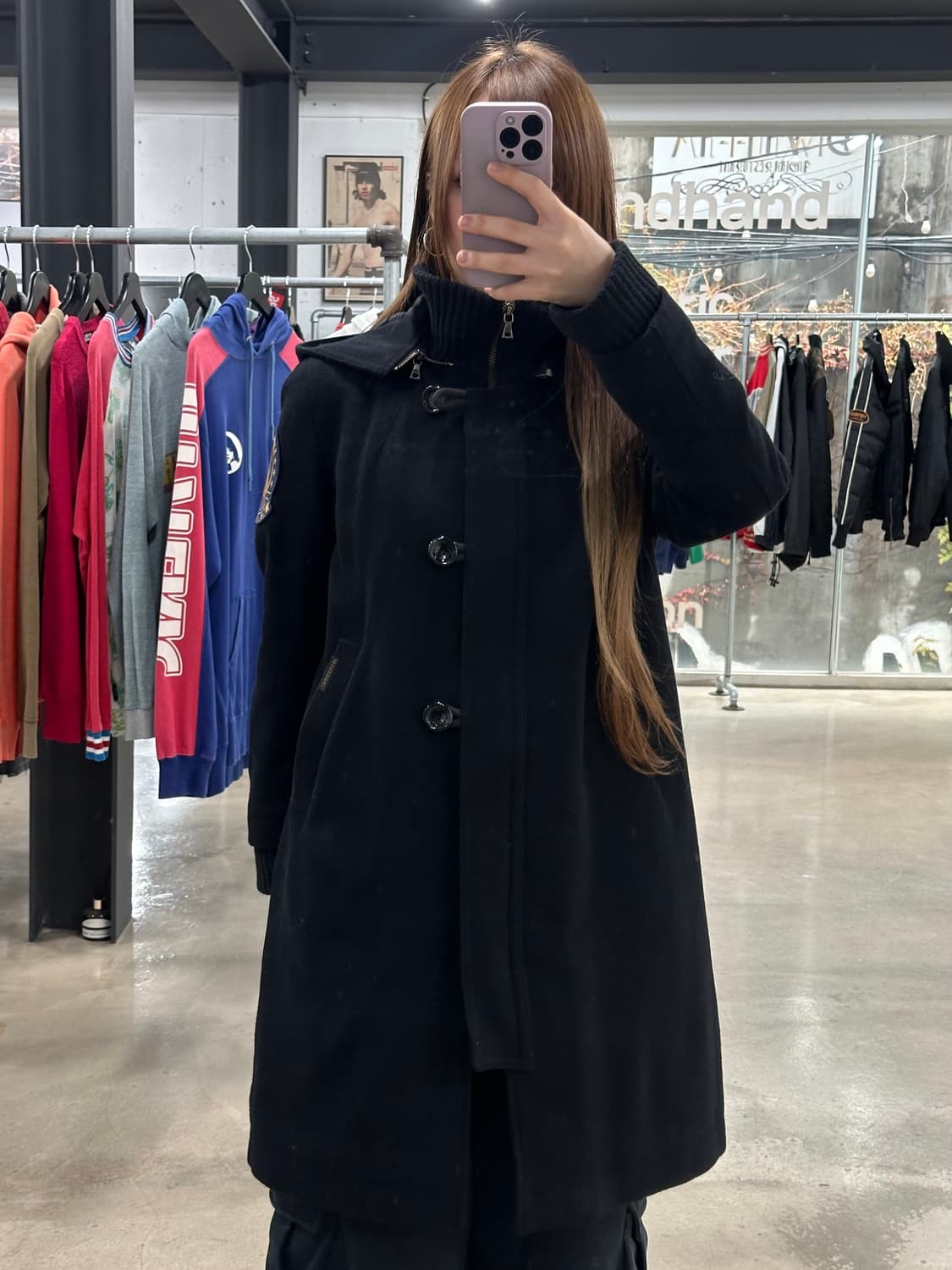 히스테릭글래머 히스걸 하이넥 사선버튼 슬릿 울 코트 상품이미지2