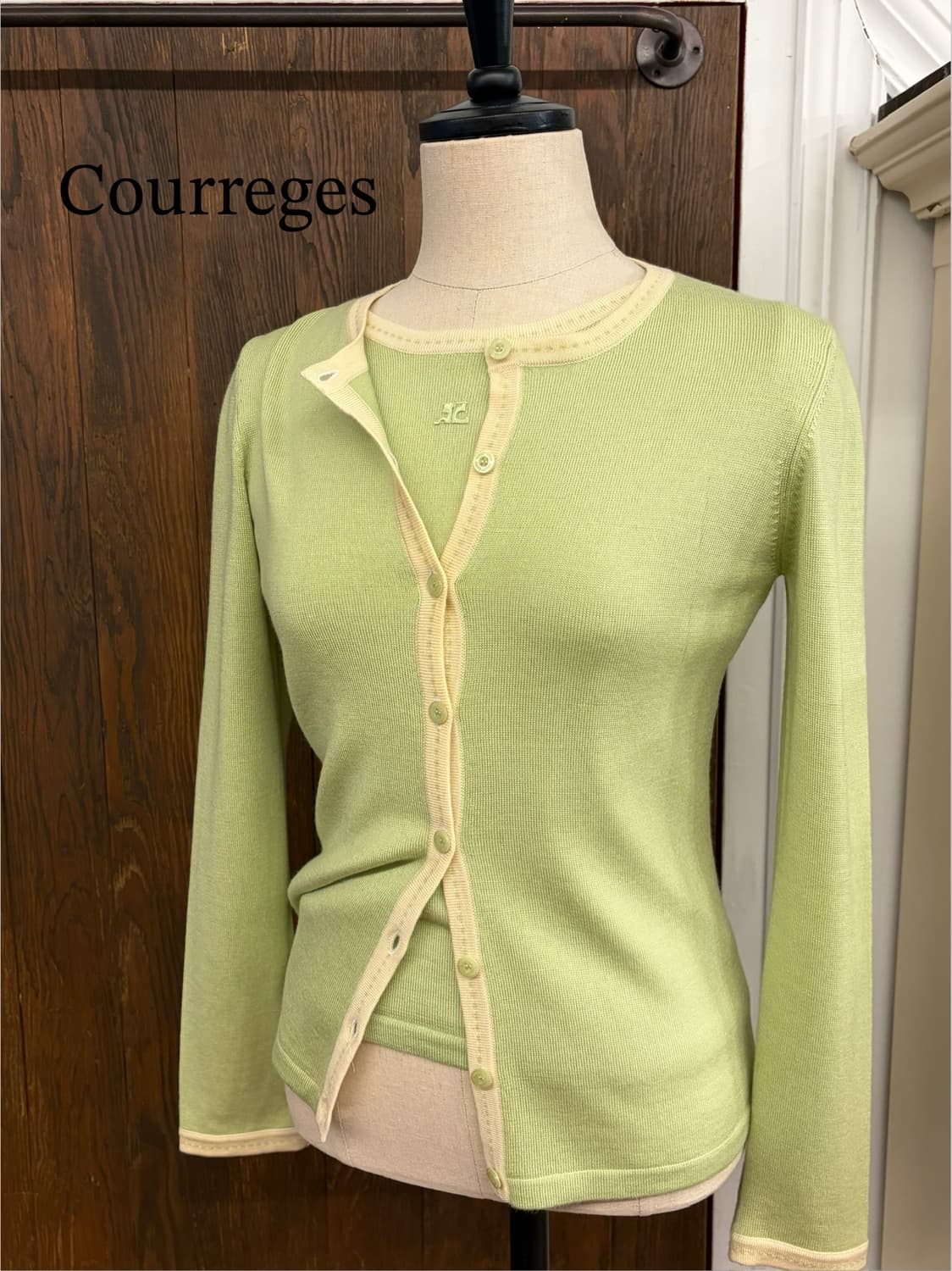 꾸레쥬 정품 그린 니트 가디건 앙상블 상품이미지1