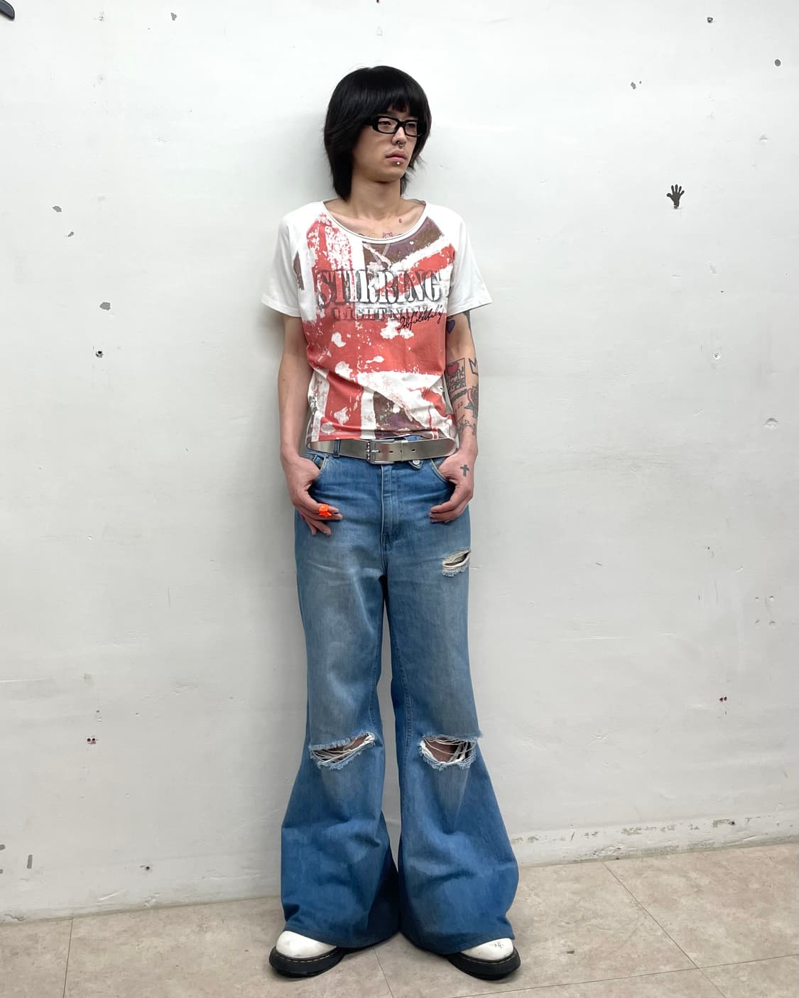 American flag washing white T-shirt  상품이미지5