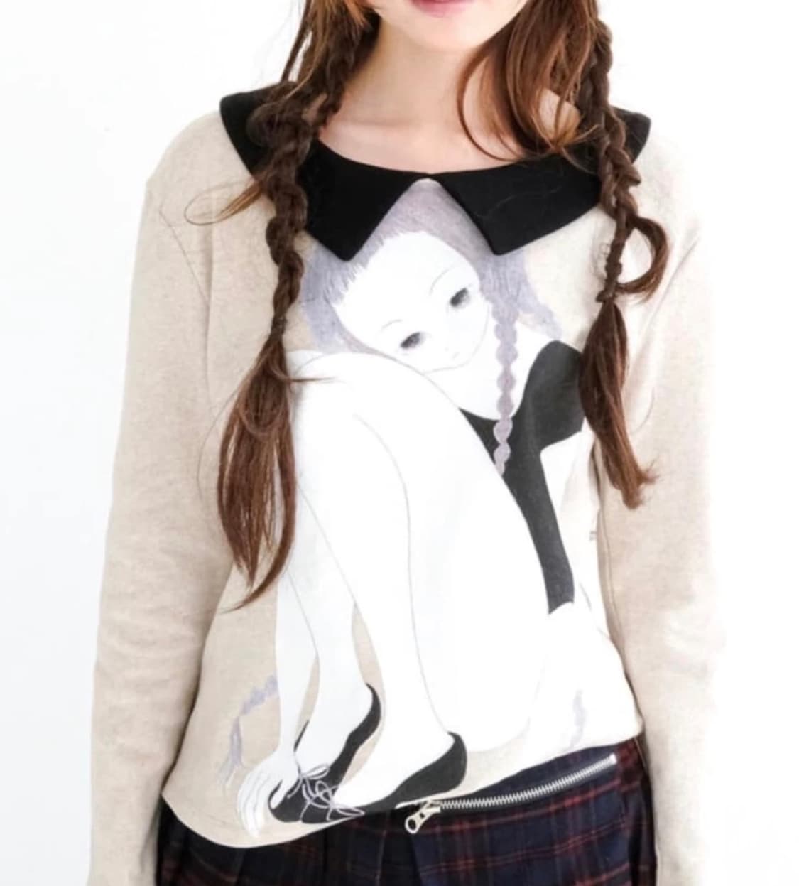 샵페어리 cross heart cut off t-shirt (cream) 상품이미지7