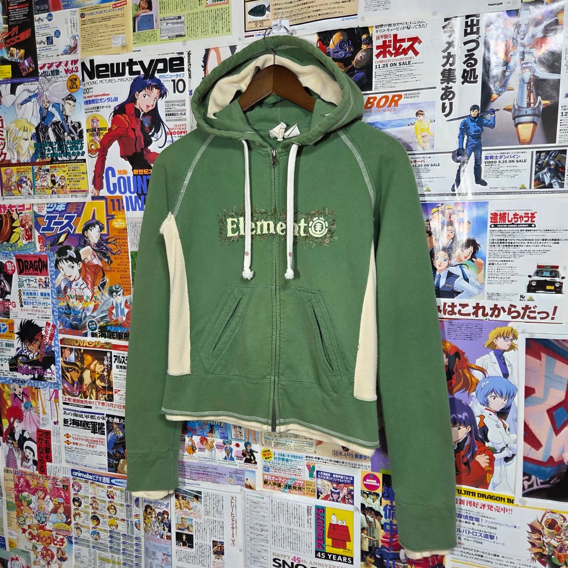 빈티지 자수 슬림핏 레이어드 워머 후드집업 상품이미지1