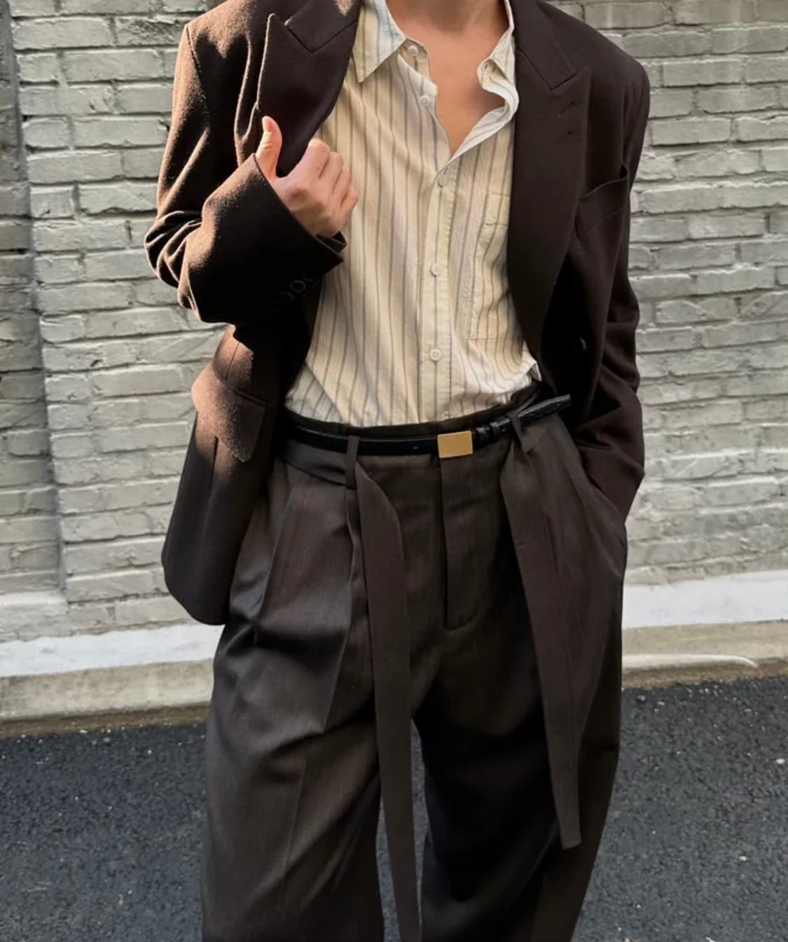 노이어 벨티드 투턱 와이드 슬랙스 52 상품이미지1