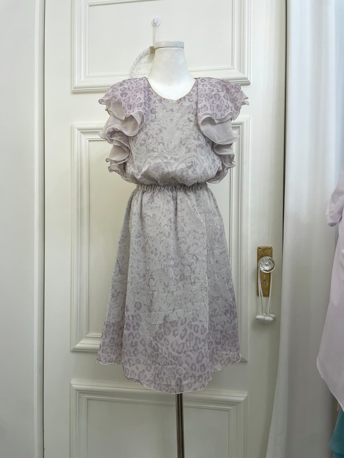 purple gray leopard ruffle sleeve opc 상품이미지1
