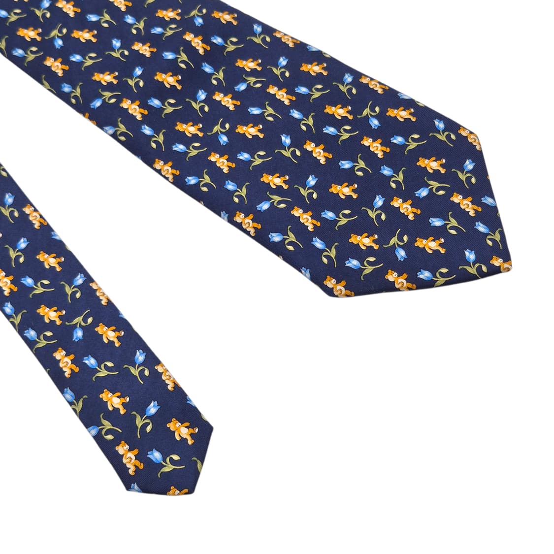 90s 프랑스 니나리치 테디베어 튤립 실크 넥타이 상품이미지4