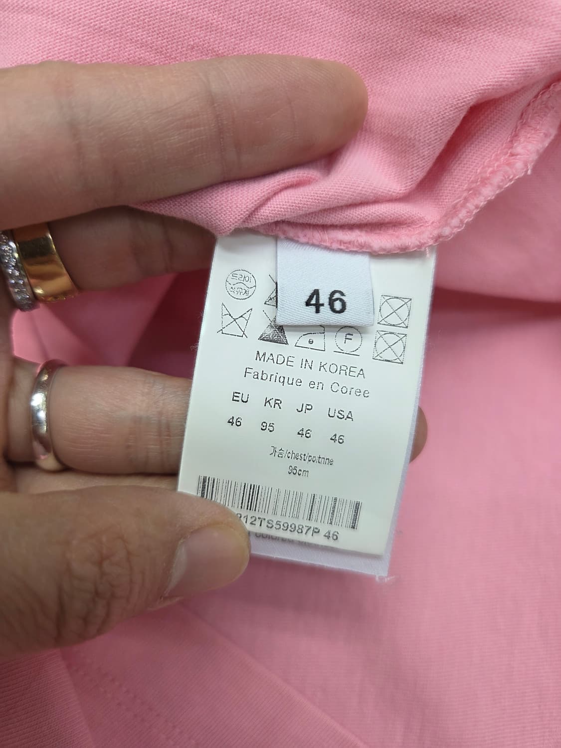 솔리드옴므 핑크 오버핏 반팔 46 상품이미지4