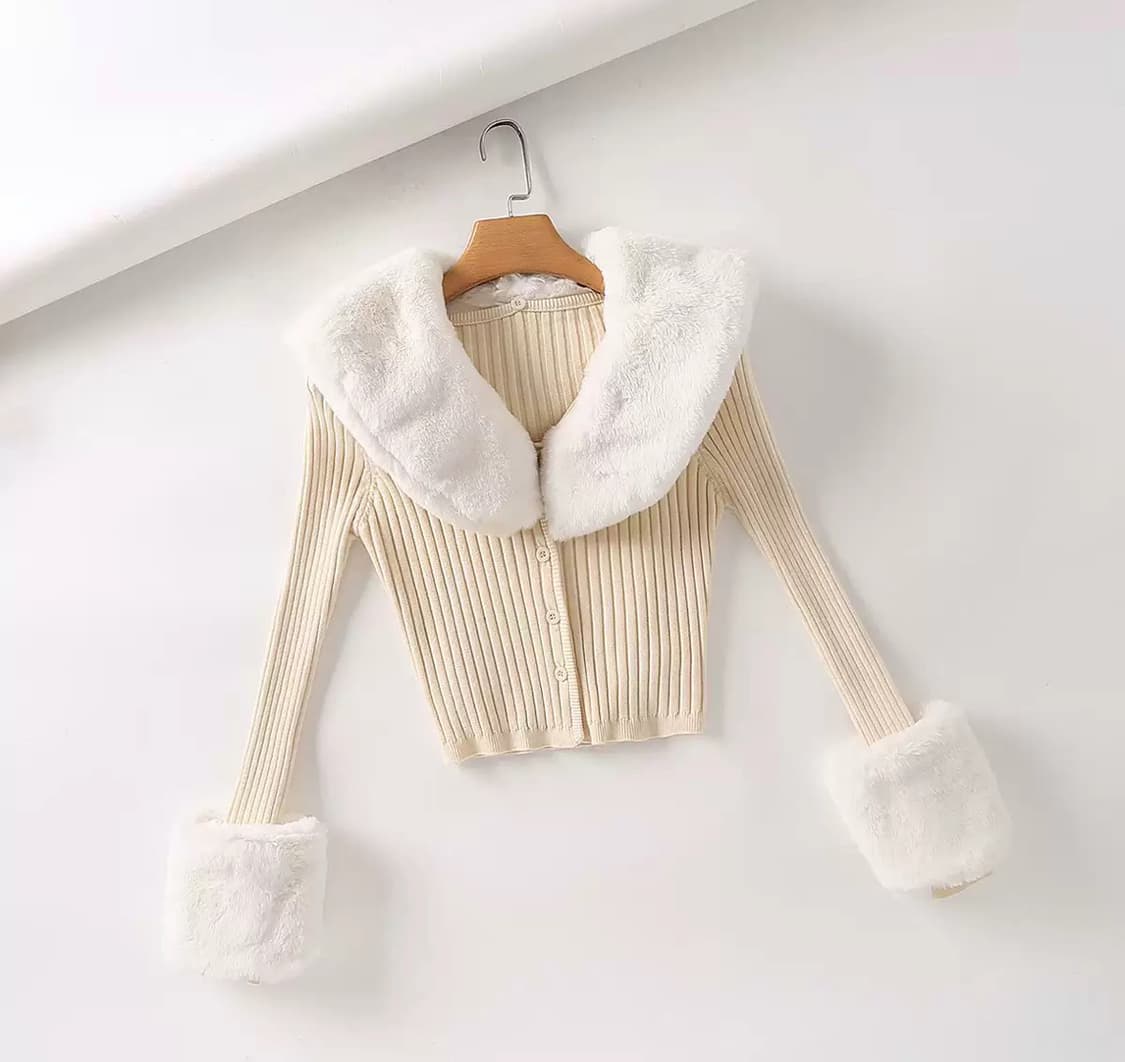 히메갸루 퍼트리밍 가디건 (퍼 탈부착 가능) 상품이미지1