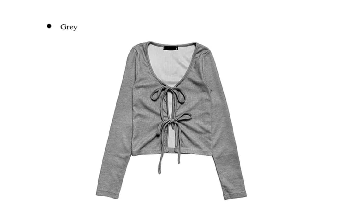 애니원모어 프키 리본 볼레로 가디건 그레이 상품이미지3