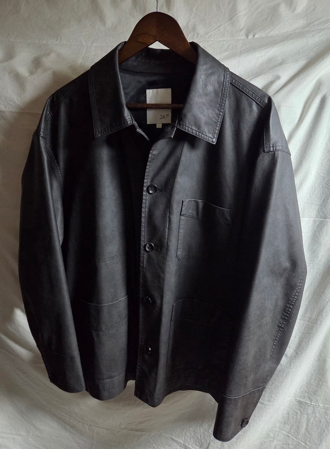 247 레더 프렌치 워크 자켓 블랙 L 상품이미지3