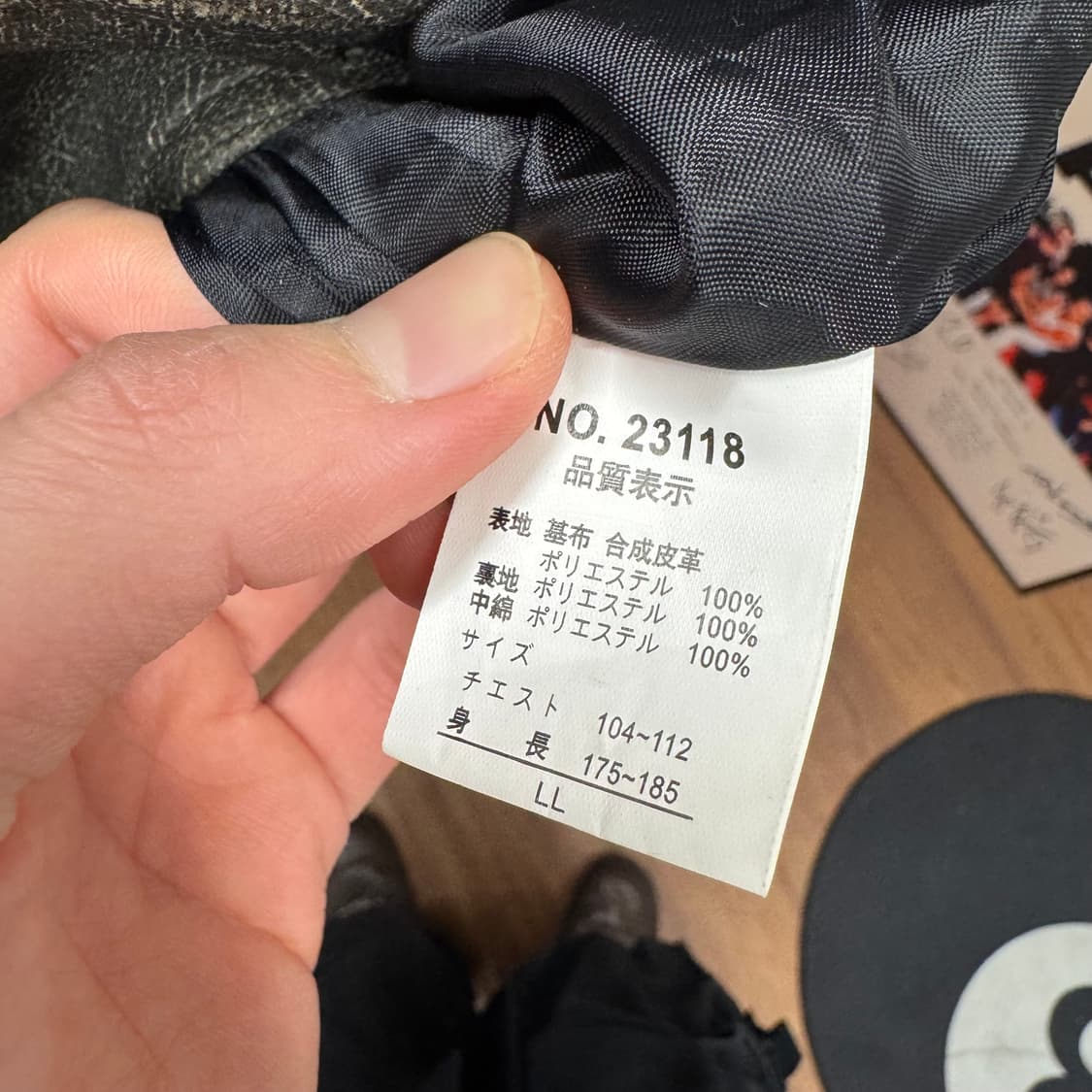 JPN VINTAGE 크랙 레더 자켓 루즈핏 투포켓 디테일 카키 상품이미지6