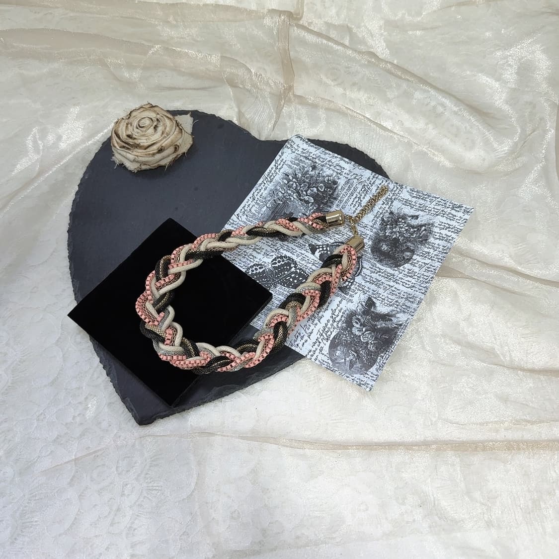 빈티지 미국 뜨개질 메탈 로프 꽈배기 체인 목걸이 상품이미지2