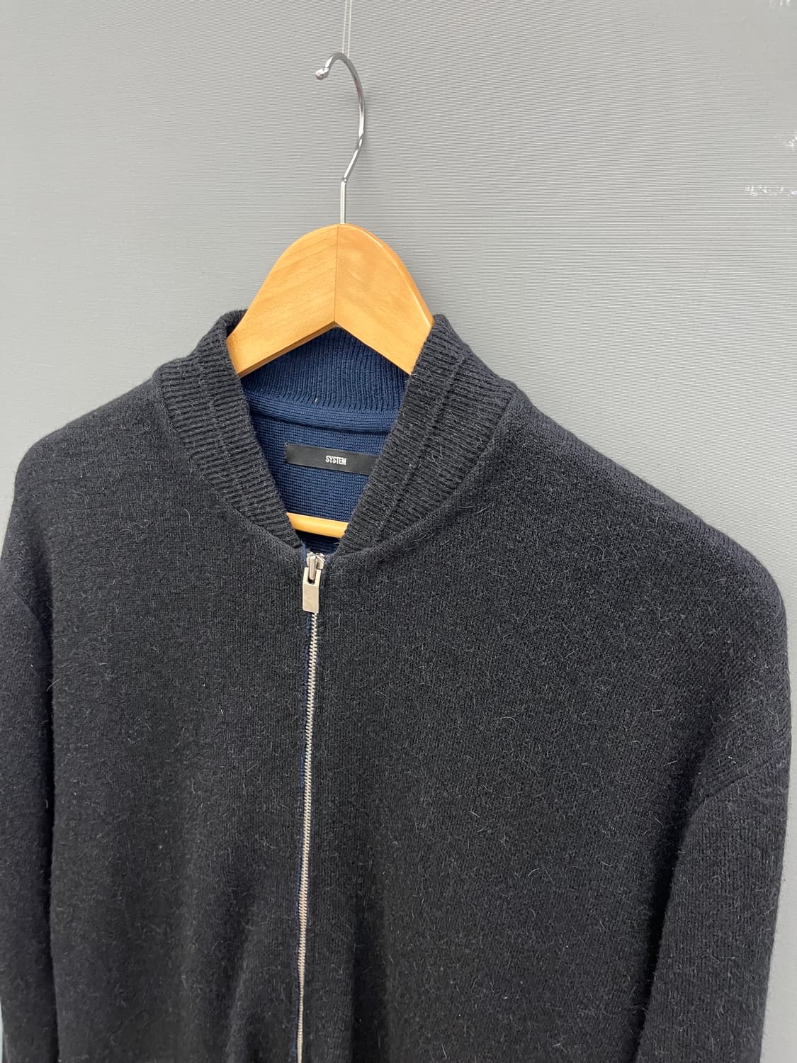 SYSTEM 시스템옴므 울 블랙 집업 가디건 상품이미지2
