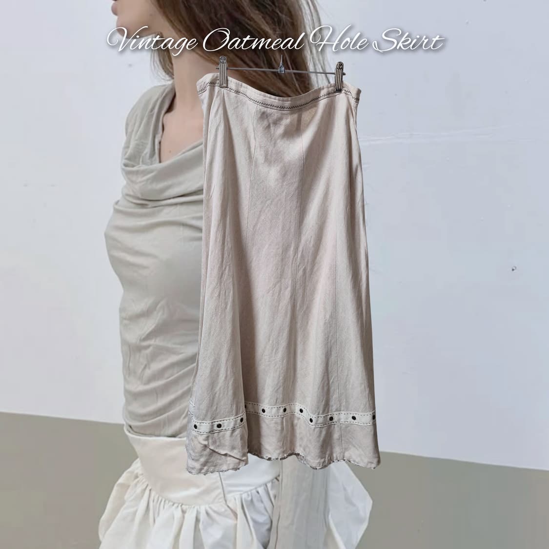 Vintage Oatmeal Hole Skirt 상품이미지1