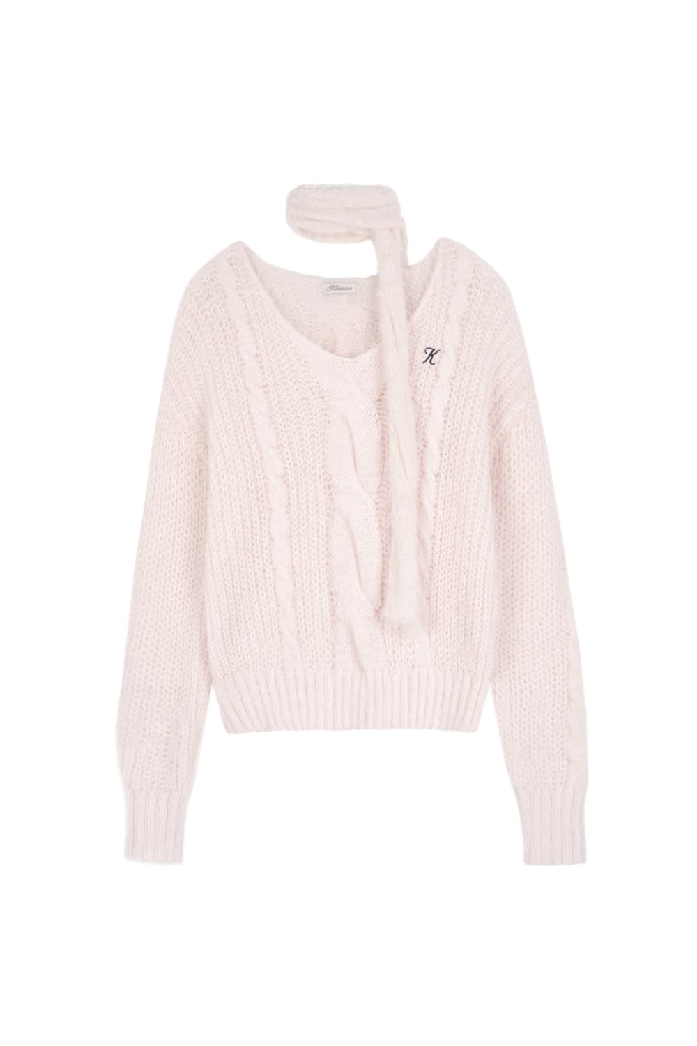 클리시어 Softy cable knit & muffler, Pink 상품이미지1
