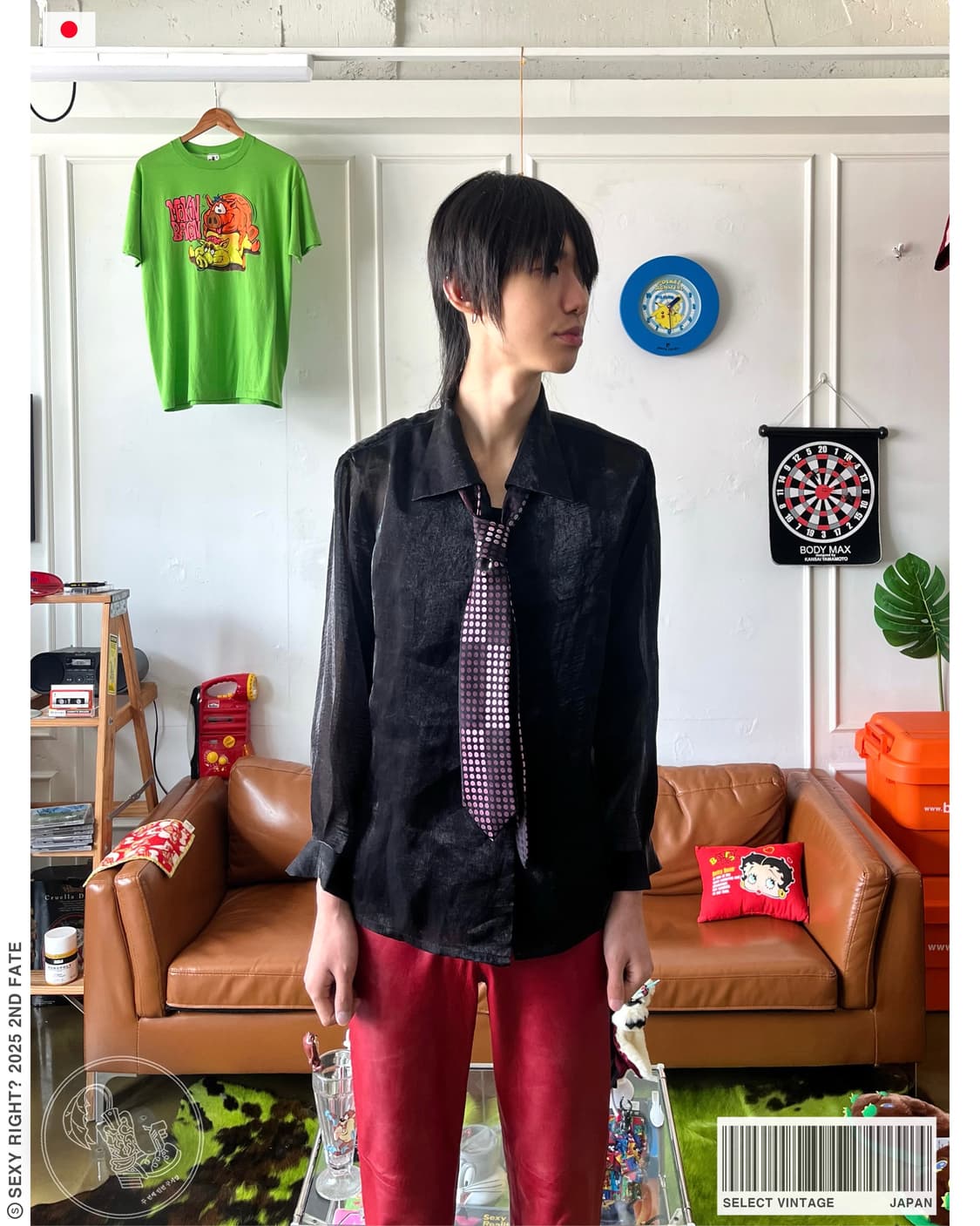 Jpn Vintage Open Collar Black Shirt 상품이미지1