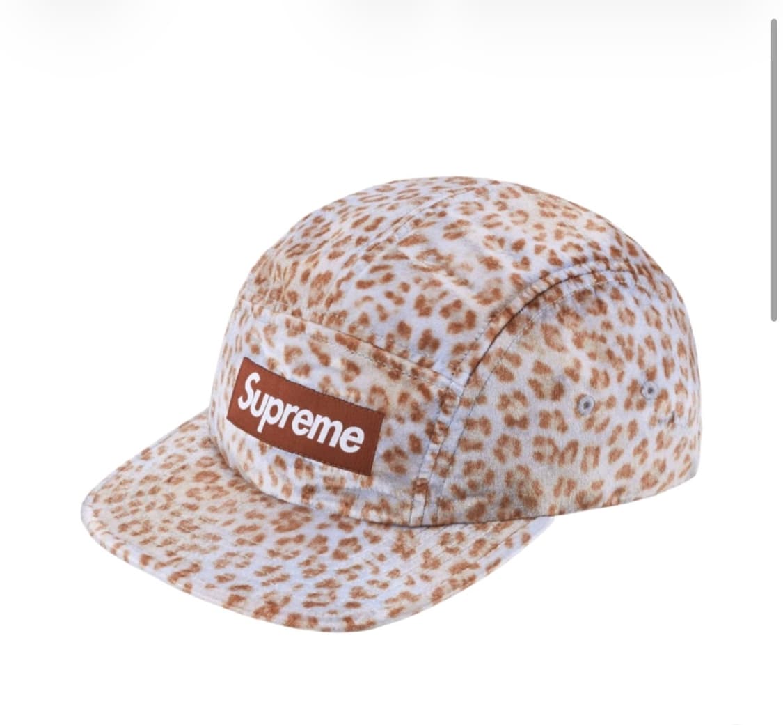 슈프림 레오파드 벨벳 캠프캡 탄 상품이미지1