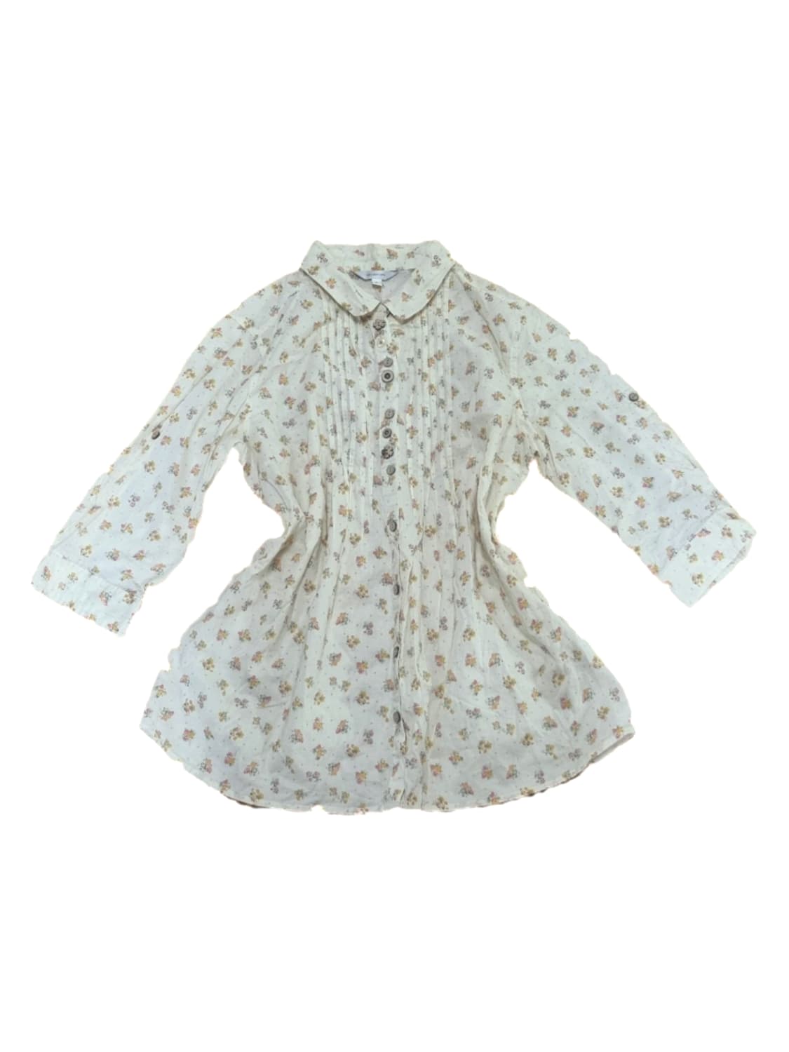 빈티지 잔꽃 플라워 플로럴 도트 핀턱 블라우스 둥근카라 둥카 모리걸하구미 상품이미지1