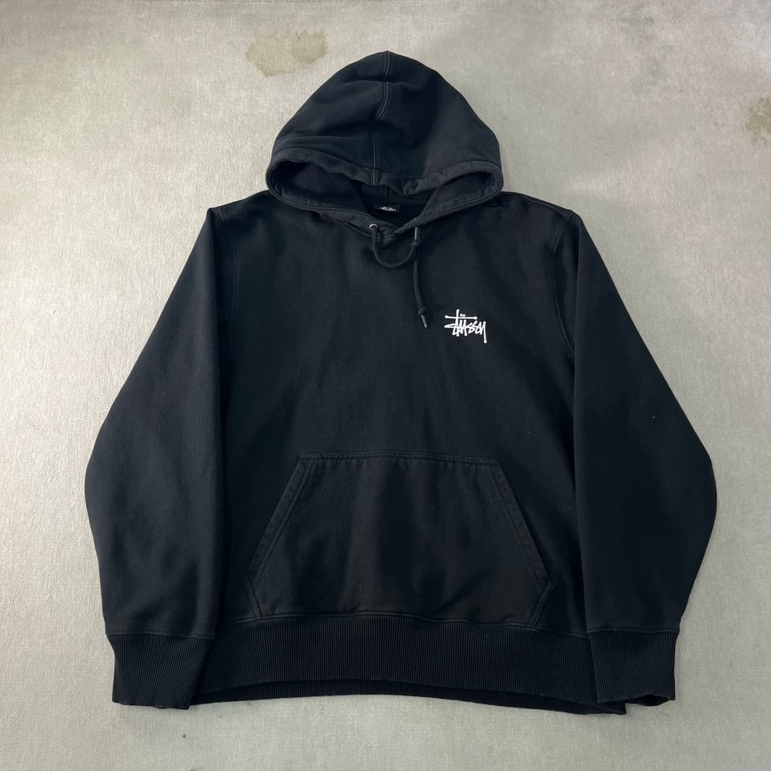 100 스투시 베이직 빅로고 블랙 후드티 상품이미지2
