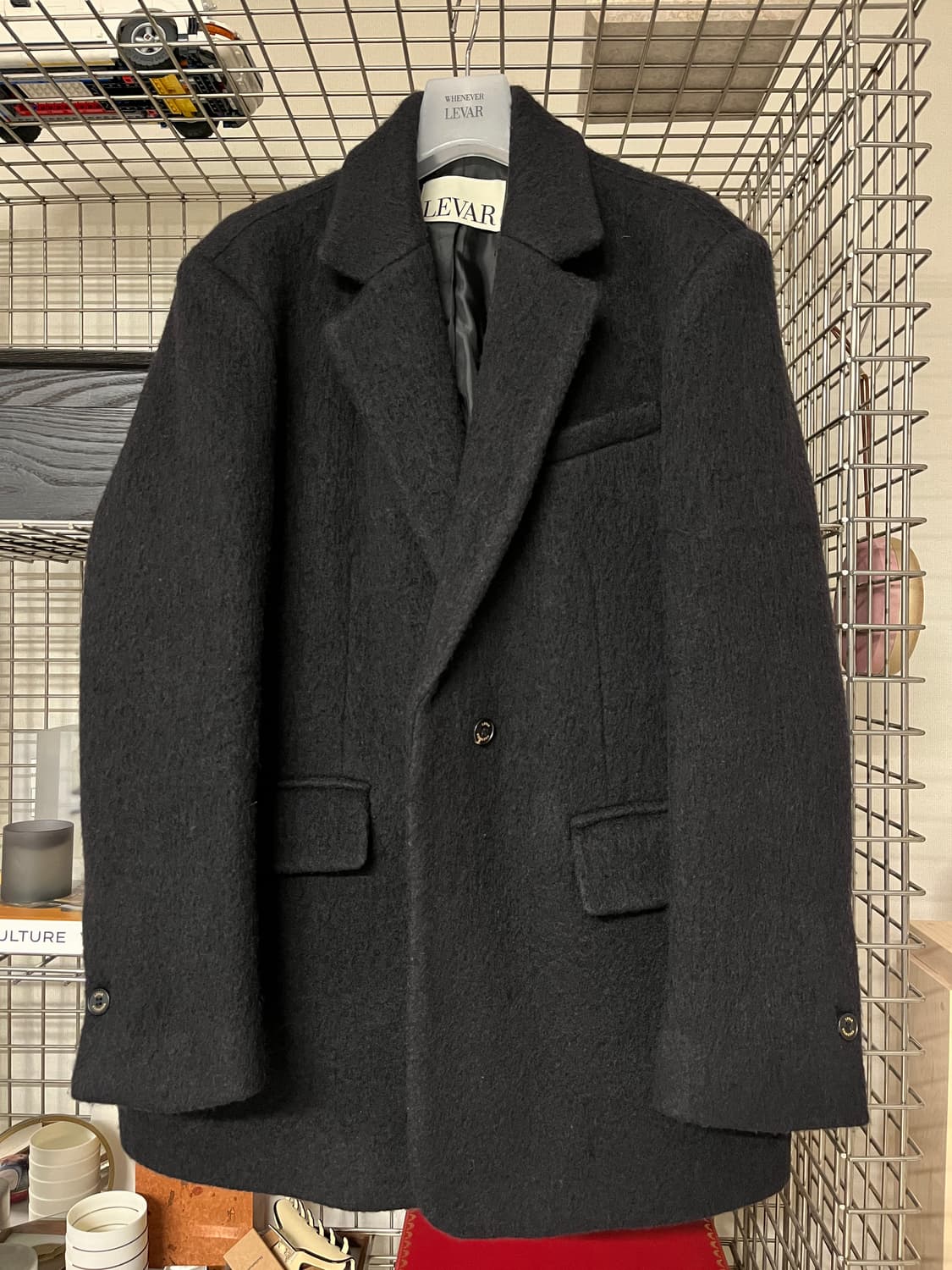 르바 LEVAR 블랙 울 하프 코트 상품이미지1