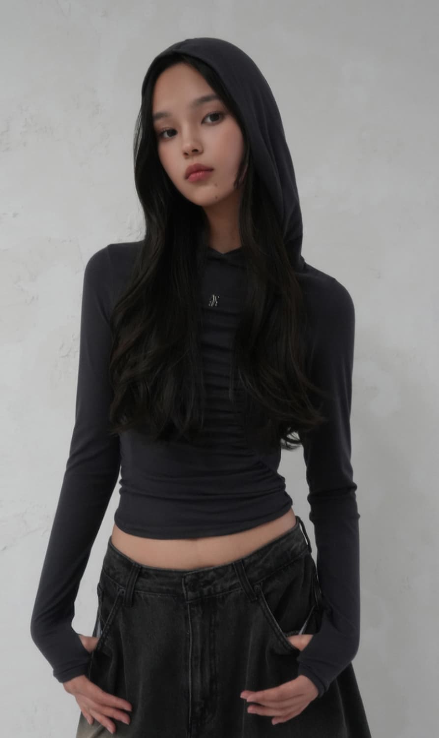 어반드레스 peggy hoody 셔링 후디 후드티 챠콜 s 상품이미지1