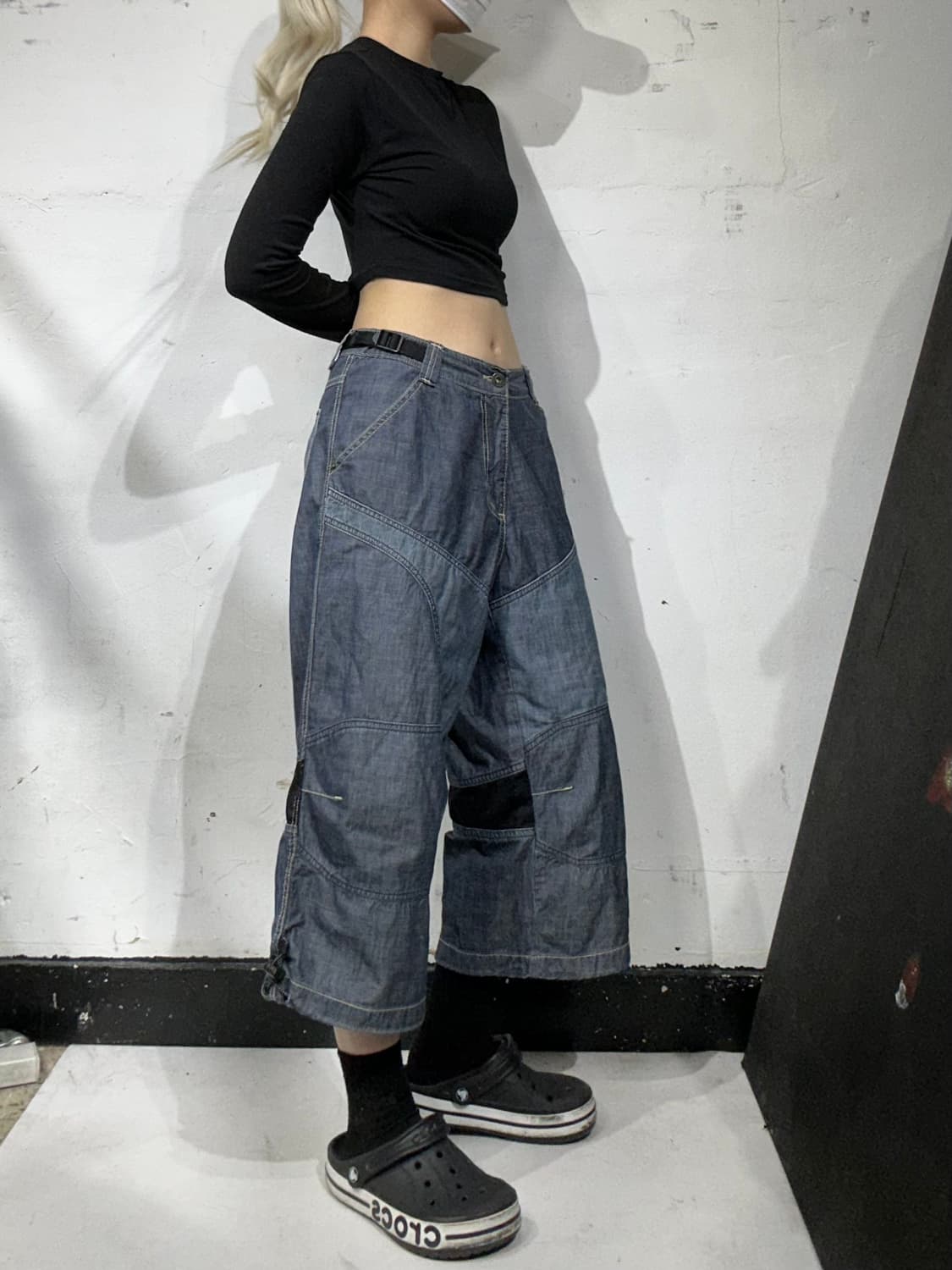 00s 후부 진청 올드스쿨 스케이트 힙합 버뮤다 데님 반바지  상품이미지1