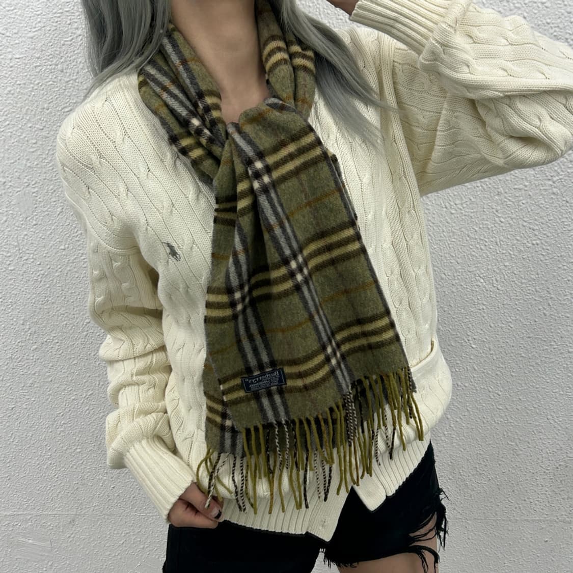 버버리 그린 노바체크 램스울 머플러 상품이미지1