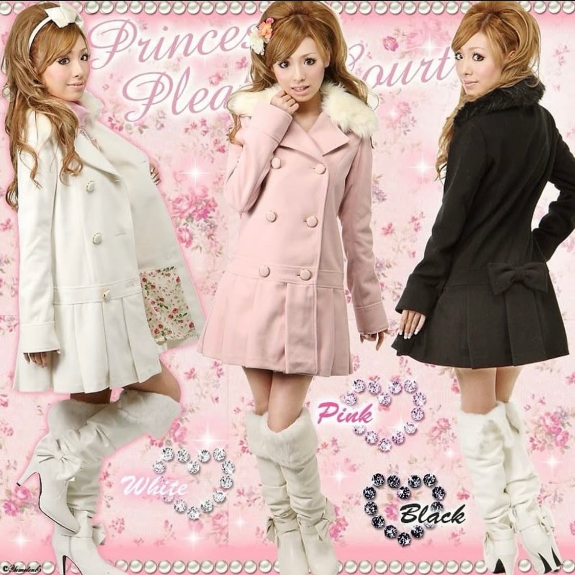 Deary 백리본 퍼 코트 블랙 디어리 디어마이러브 갸루 상품이미지9