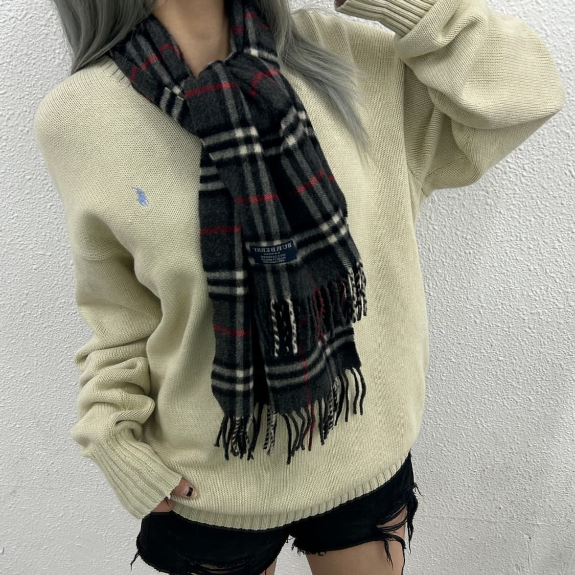 버버리 그레이 노바체크 캐시미어 머플러 상품이미지1
