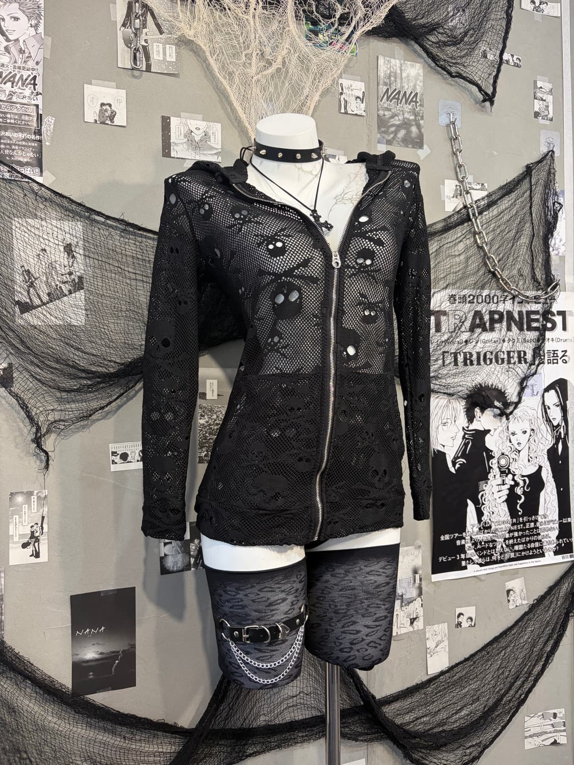 Gothic mesh skull detail hoodie zip up 상품이미지7