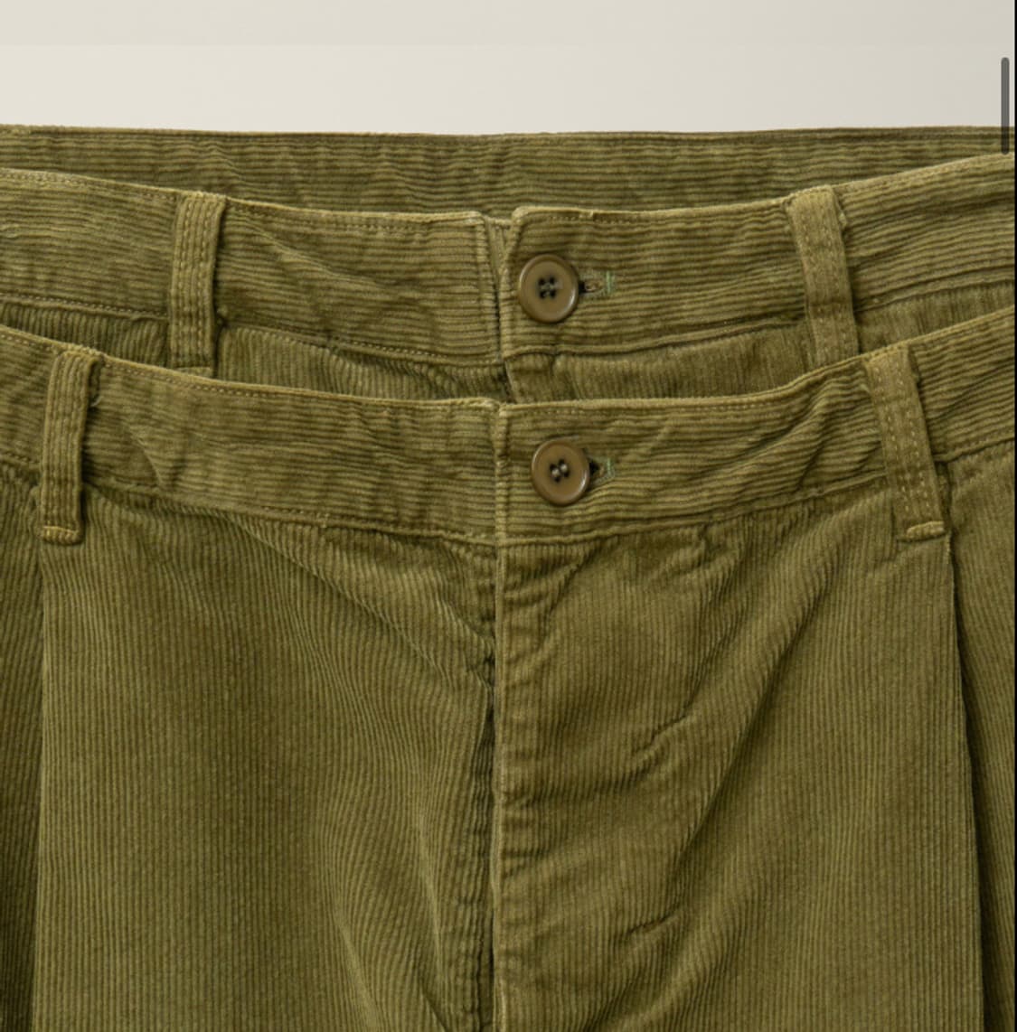 [M] 누마레 ee 더블 웨이스트 코듀로이 팬츠 카키 상품이미지2