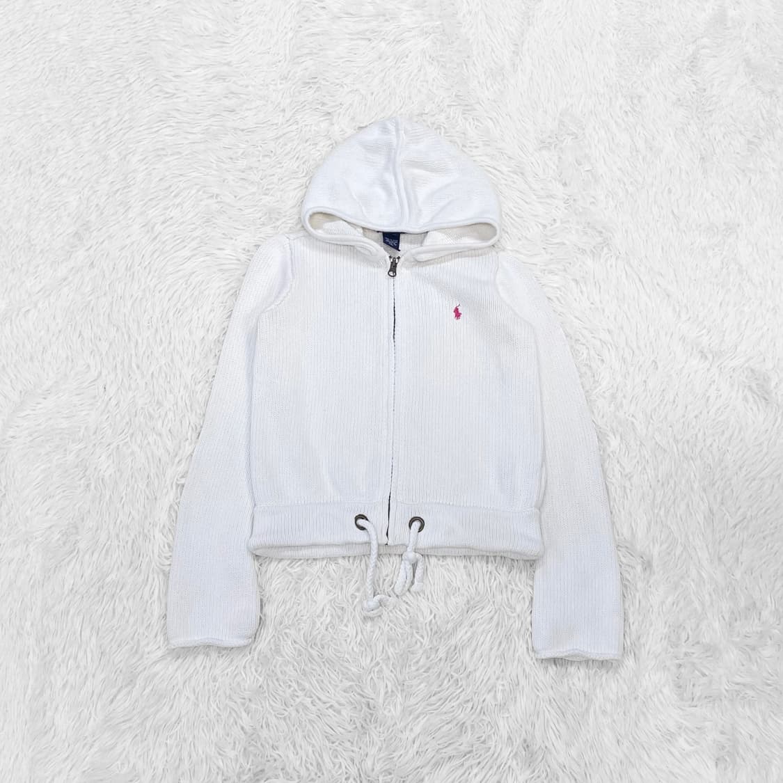 폴로 랄프로렌 포니 로고 니트 후드집업 화이트 상품이미지2