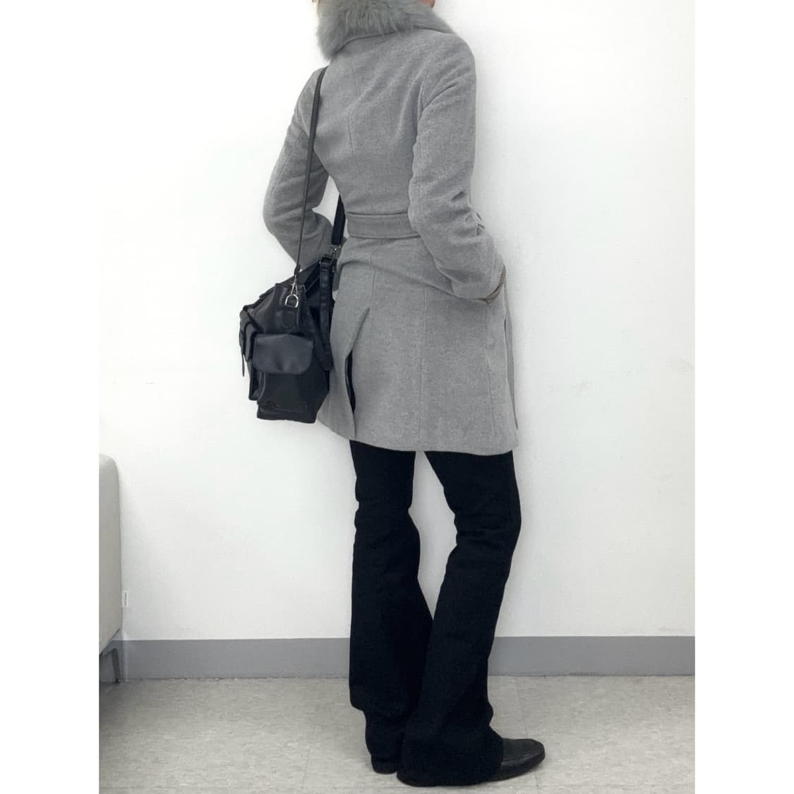 빈티지 데드스탁 그레이 앙고라 울 코트 상품이미지4