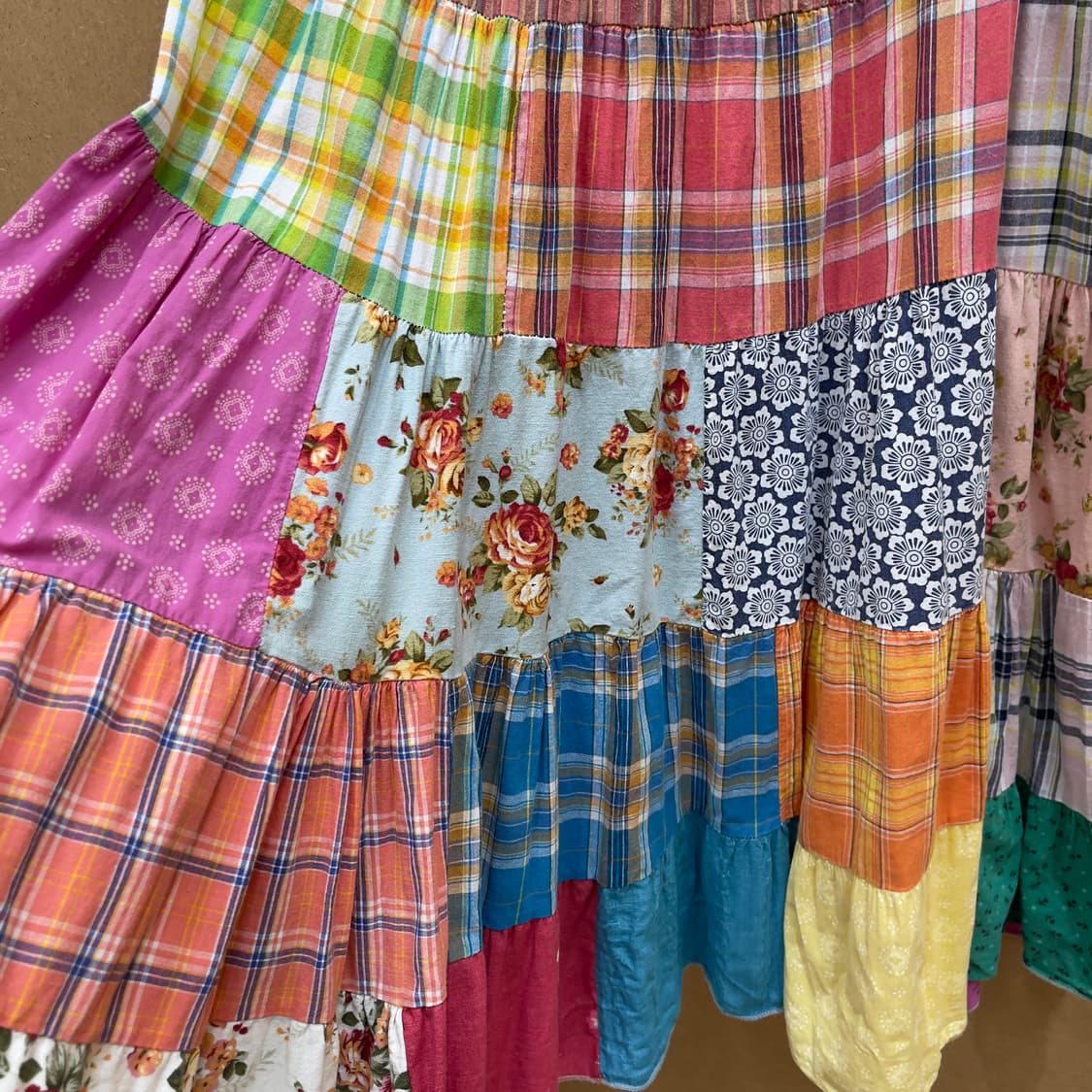 빈티지 패치워크 캉캉 롱스커트 상품이미지5