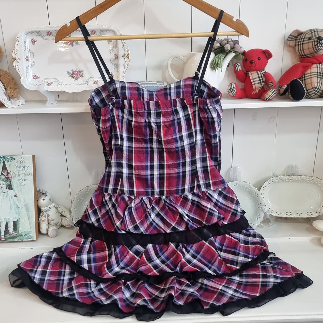 체크 리본 프릴 원피스 상품이미지4