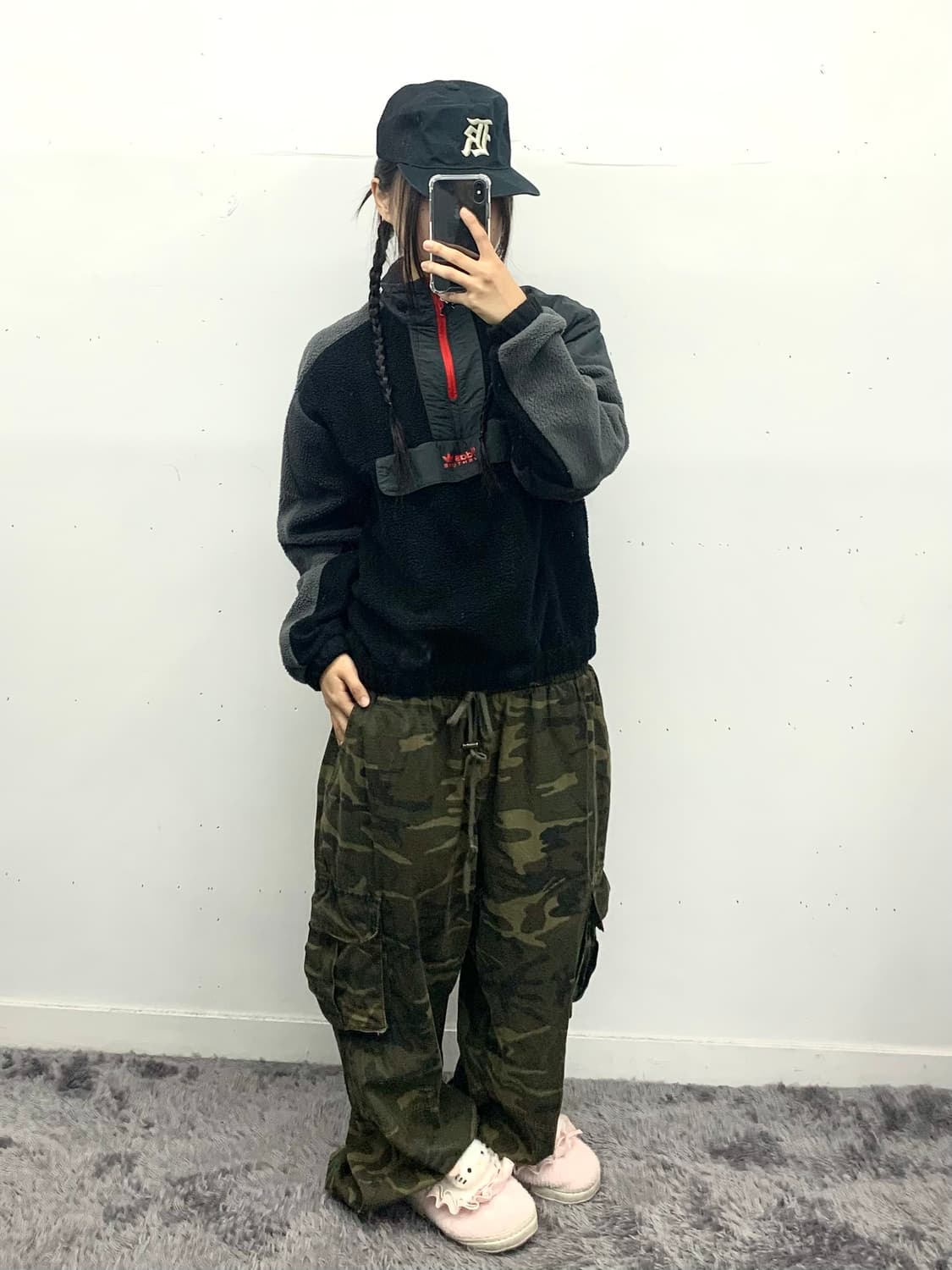 아디다스 챠콜 플리스 아노락 상품이미지2