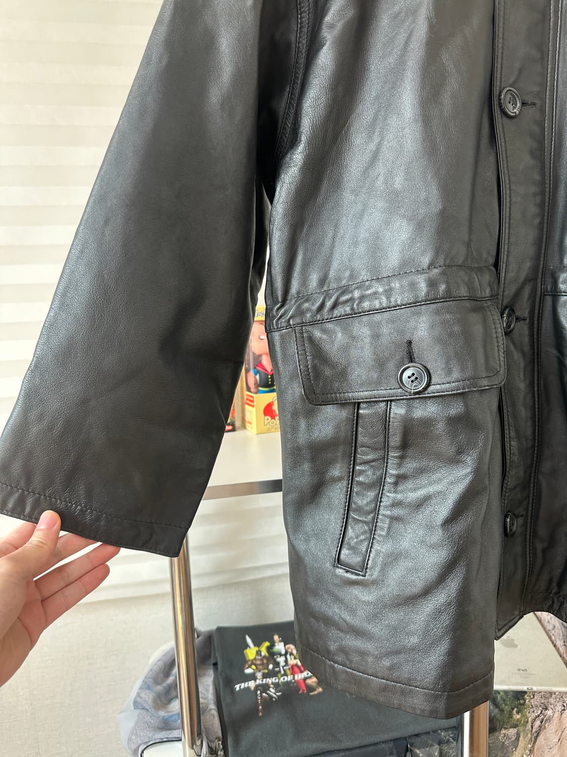 90s Lambskin Leather Car Coat 상품이미지4