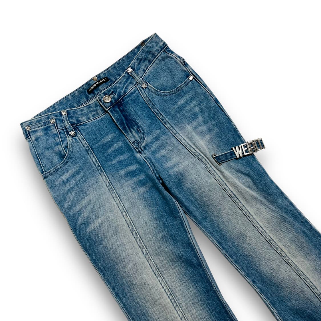 위어드 마켓 시그니처 로고 워시드 웨스턴 부츠컷 팬츠 상품이미지5