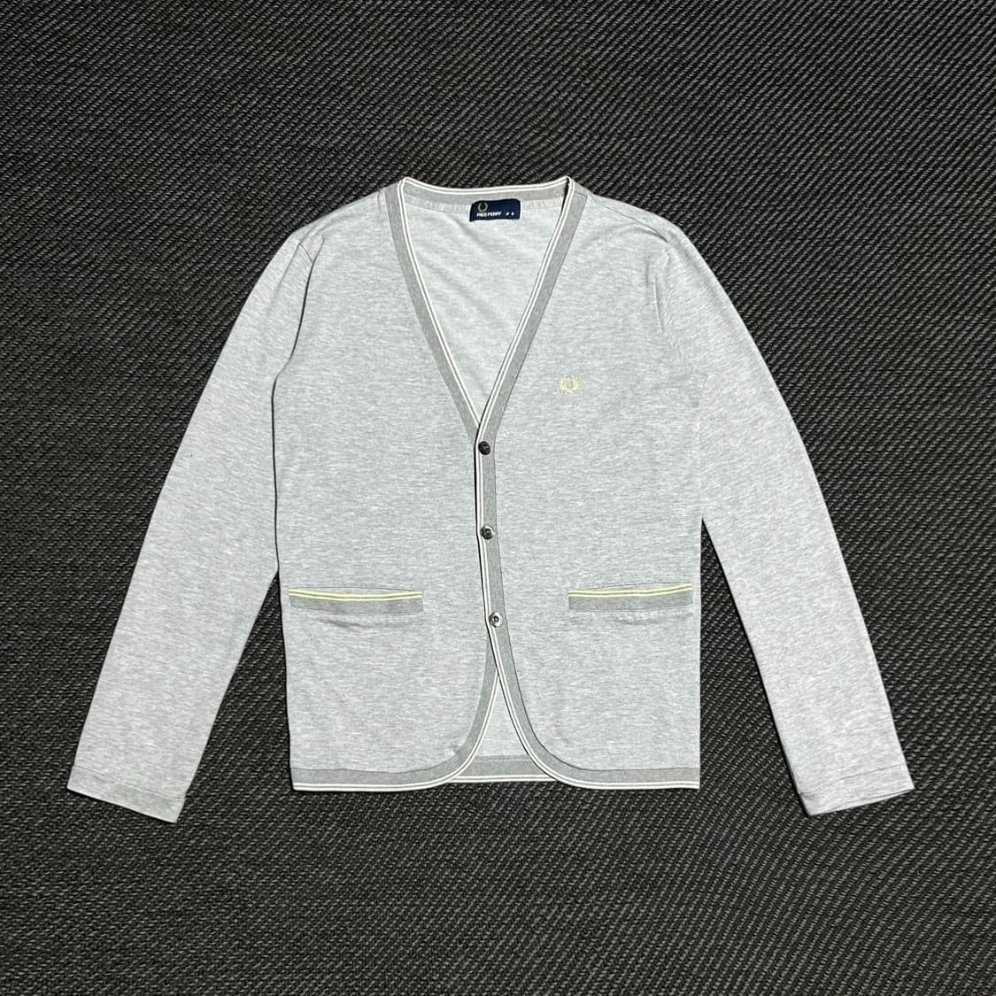 [M] Fred Perry 프레드페리 그레이 코튼 가디건 상품이미지1
